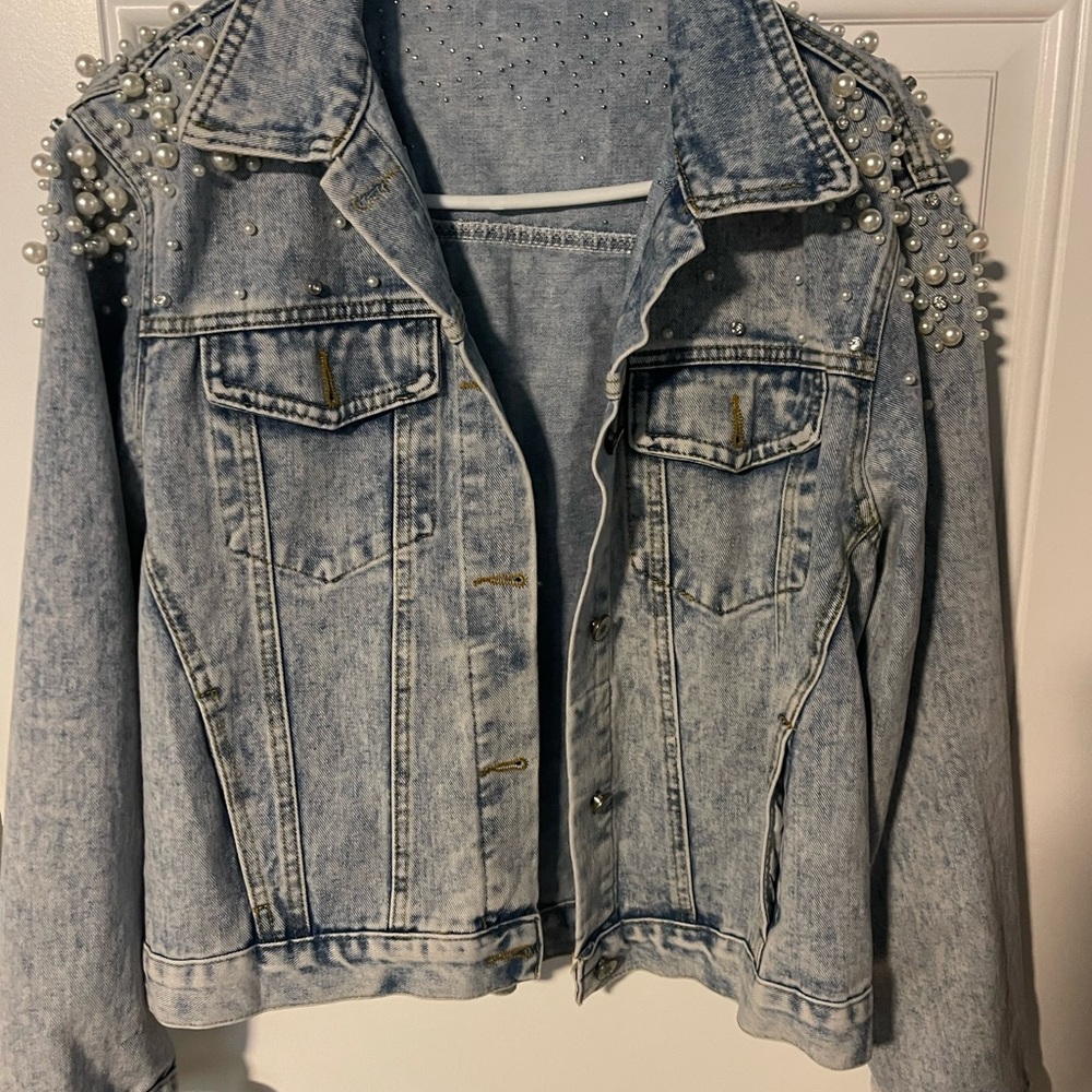 Pearl Embellished Denim Jacket
